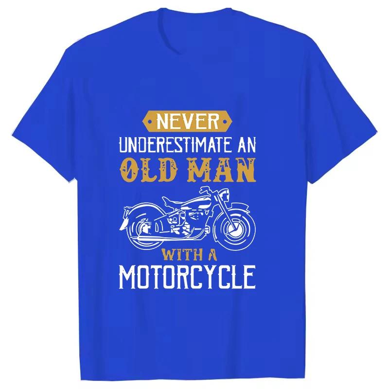 Hot Never Underestimate an Old Man with a Motorcycle Printing T-shirt Men Fashion Short Sleeve Casual Personality Summer Shirts