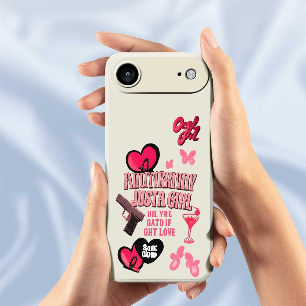 For iPhone 17 Air Case Pink Elements Pattern Printing Straight Edge TPU Phone Back Cover