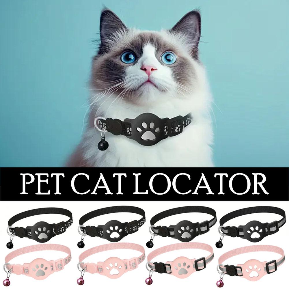 Collare GPS per Gatti con Cinturino Riflettente, Mini Dispositivo di Localizzazione Animali Domestici in Tempo Reale, Localizzatore Impermeabile Anti Smarrimento per Gattini all'Aperto A1 H9S3