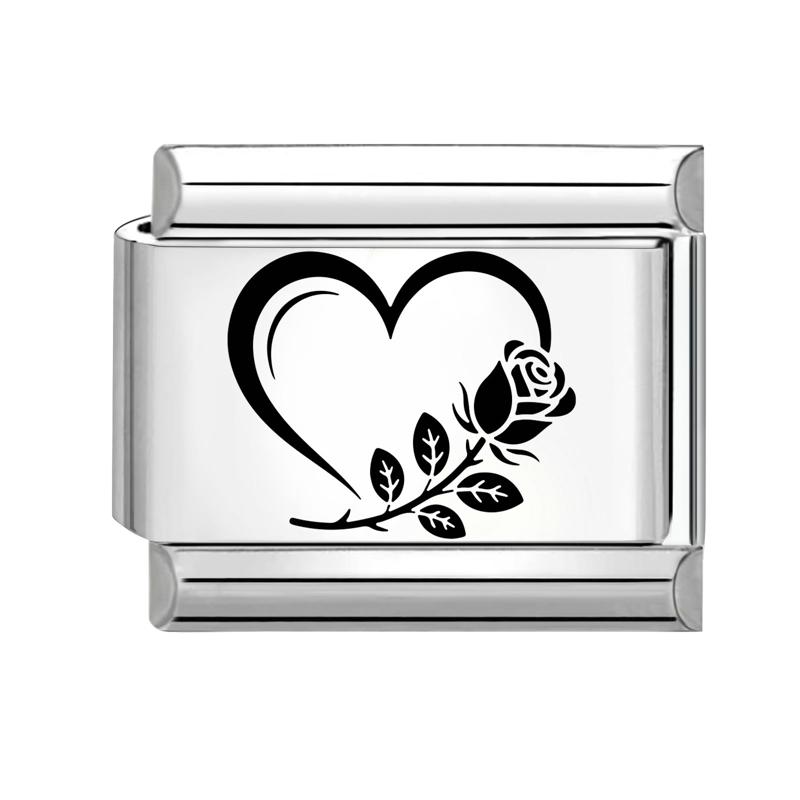 Laser Engraving Eyes Star Music Note Flowers Ball Sun Italian Charm Links Fit 9mm Bracelet Stainless Steel Women DIY Making Gift