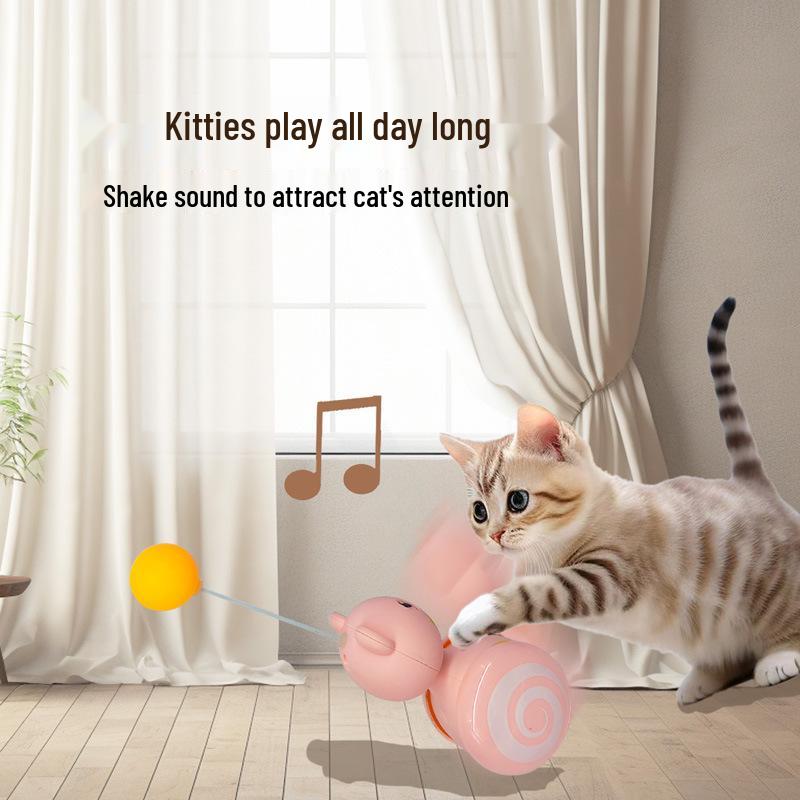 Cat Toy Tumbler: Kitten Self-Play Feather Teaser & Ping Pong Ball Wand for Boredom Relief
