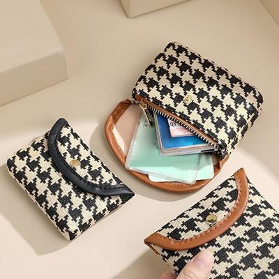 Mini Quadrat Karomuster Leinwand Lippenstift Make-up Tasche Karomuster Münzbeutel Große Kapazität Aufbewahrungstasche