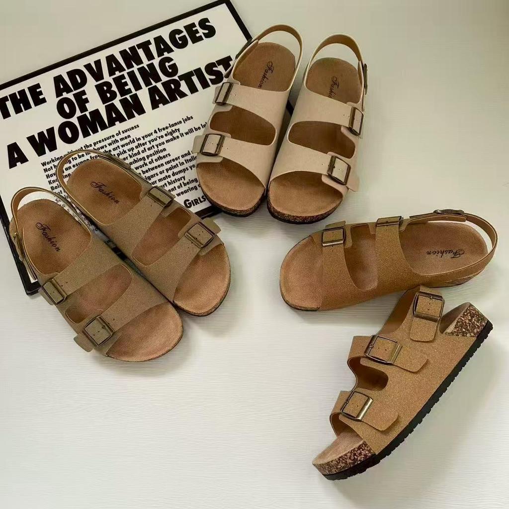 Women's Retro Cowhide Birkenstock Sandals: 2025 Summer Non-slip, Wear-resistant Beach Slippers