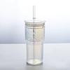 600Ml Large Capacity Stripe Glass Cup With Lid And Straw Transparent Drinking Glasses Water Cup Outdoor Drinkware Mug