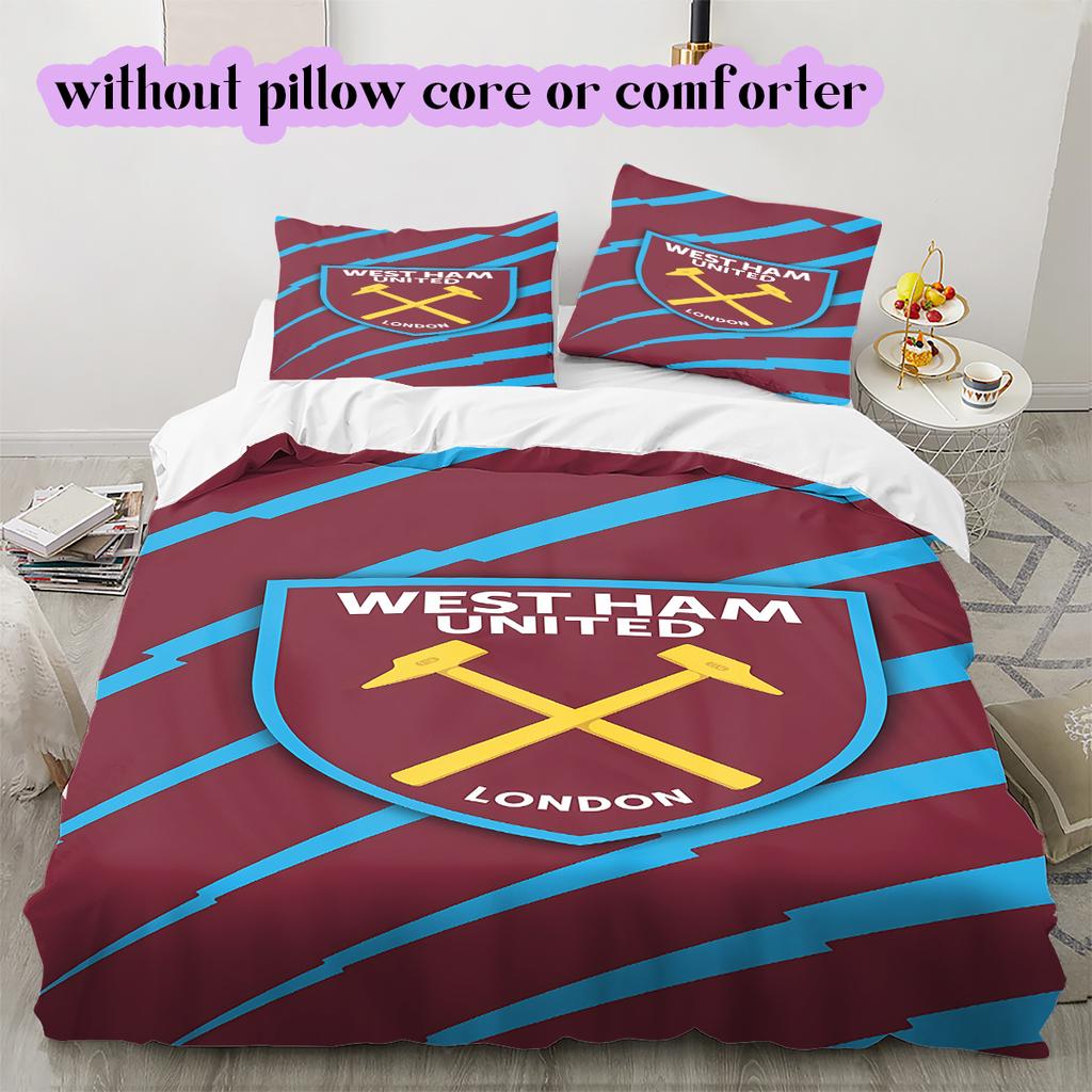Football Red Blue Pattern Bedding Quilt Set Quilt Cover Pillowcase Home Decoration Birthday Gift (1 * duvet cover + 2 * pillowcase, without core)