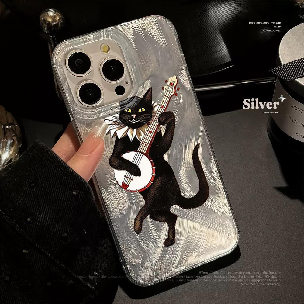 

Artistic Black Cat Phone Case For Samsung Galaxy Note 20 S26 Plus S25 Edge S24 FE S23 S22 Ultra A56 A55 A54 A53 5G Soft Cover Galaxy S23+