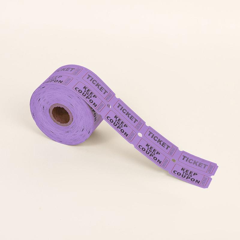 

1000 шт. красочных разрываемых лотерейных билетов Double Rolls, входной билет, игровой билет на мероприятия, карнавалы, награда за вход фиолетовый