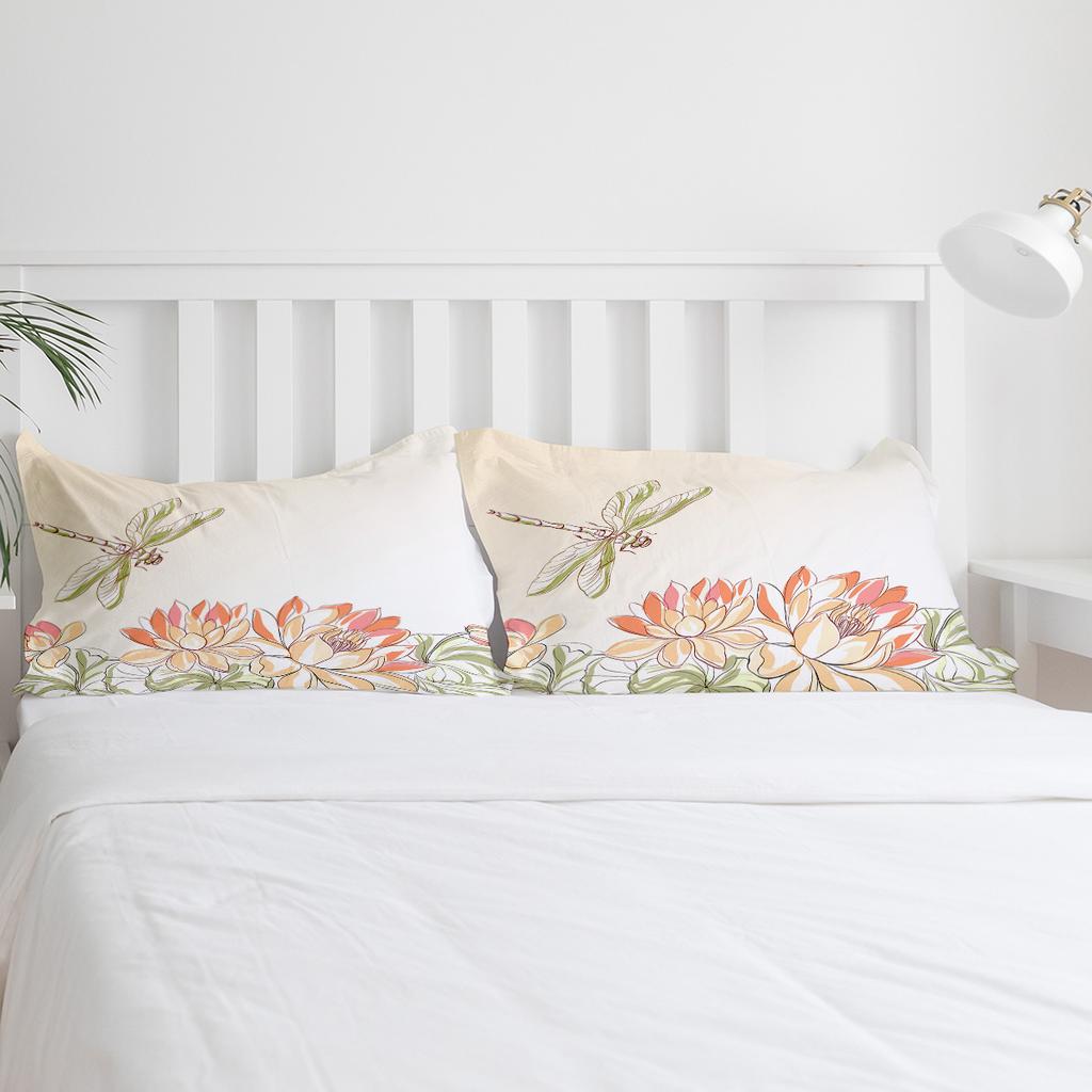 Dragonfly Lotus Flower Bedding Set 3pcs Boys Girls Duvet Cover Pillowcase Kids Adult Quilt Cover Double Bed Set Home Textile