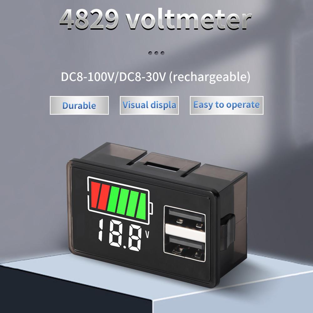 Typ C USB DC8-100V 4829 Woltomierz Baterii Samochodowej Wskaźnik Poziomu Naładowania Miernik Pojemności Baterii Litowej Wyświetlacz Testowy Tester LED