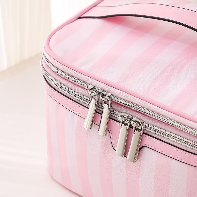 Chic Double-Layer Travel Makeup Bag: Cute, Spacious, Portable Cosmetics Organizer