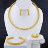 Gold Plated Weaving Tassel Pendant Necklace Earrings Bracelet Ring Jewelry Set for Women Fashion Jewelry Gift for Party Wedding