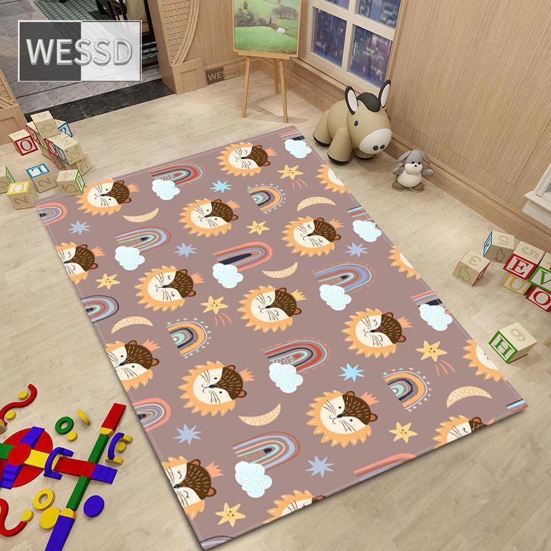 Teppich im nordischen Stil, Cartoon-Tier-Teppich für Schlafzimmer, Kawaii-Raumteppich, rutschfest
