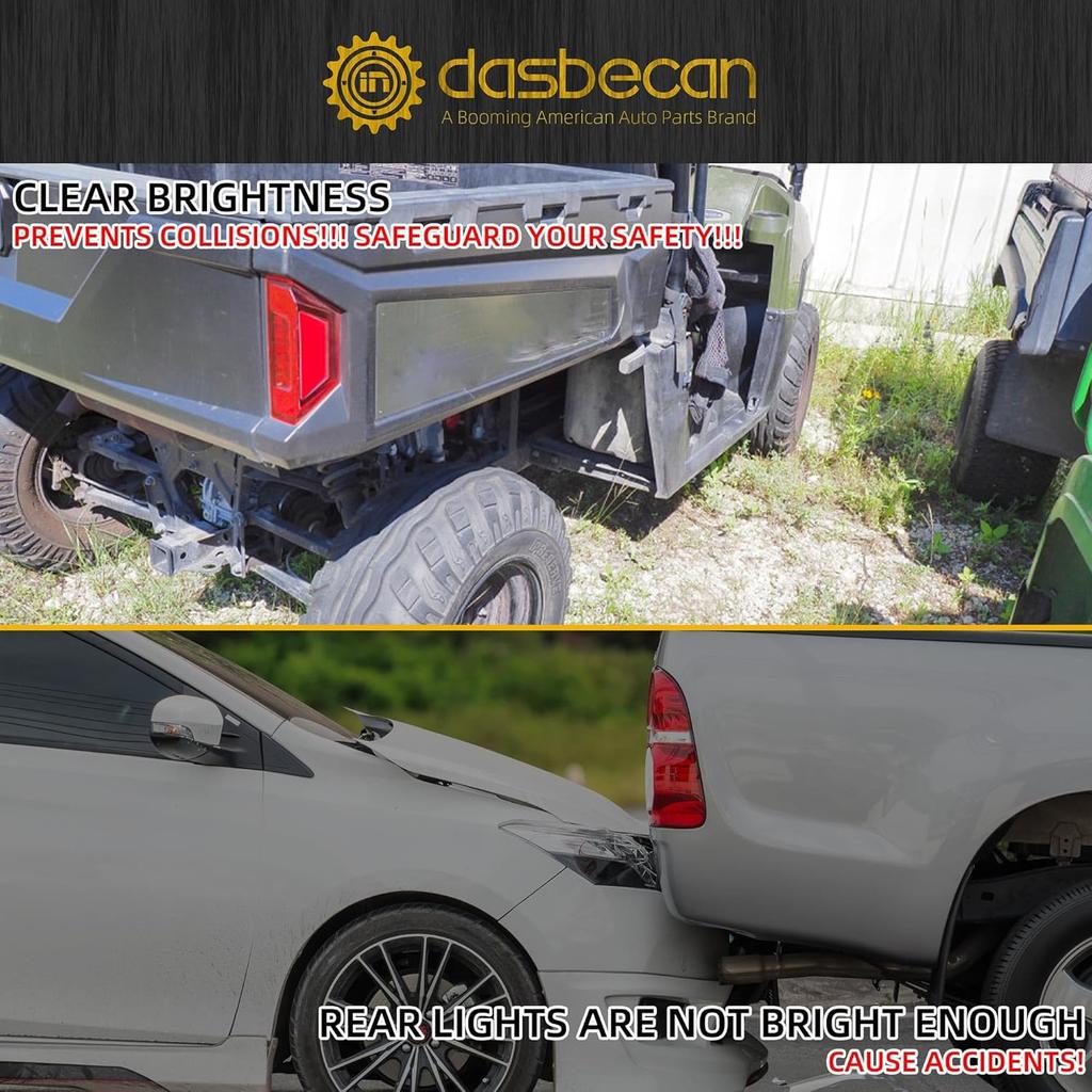 Dasbecan 2Pcs UTV Tail Light Assembly Red LED Taillight Rear Brake Stop Light Running Light Compatible With Polaris Ranger 570 Full Size XP 900 RGR