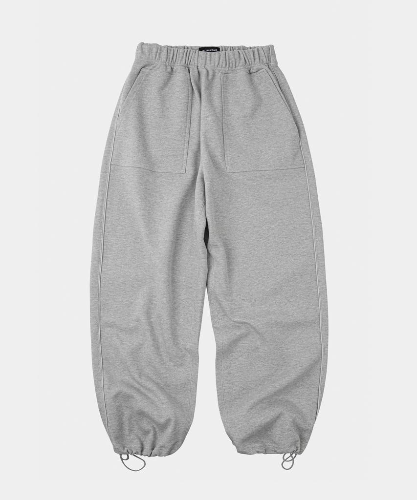 LETTERCOMO Heavy Cotton Piping Wide Sweatpants Gray