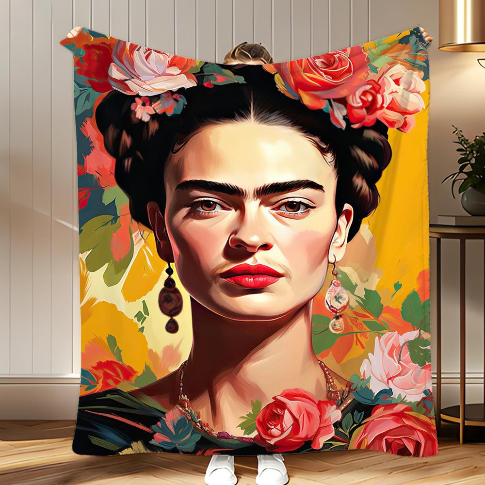 classic artist Frida Kahlo Throw Soft Coral Fleece Blanket 310gsm Fluffy Warm Throw for Sofa Bed Couch Bedroom Decor