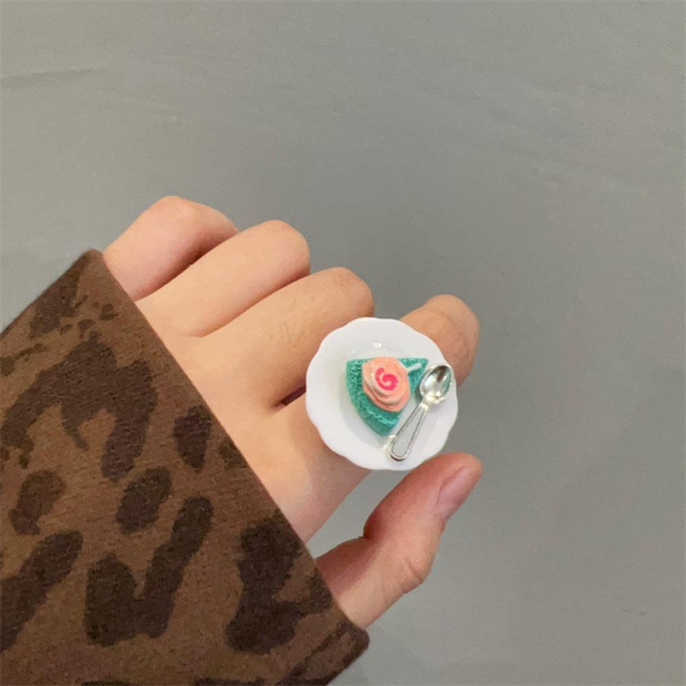 

Geometric Jelly Pudding Ring Ice Cream Cute Finger Ring Strawberry Mousse Cake Ring Couple Style7