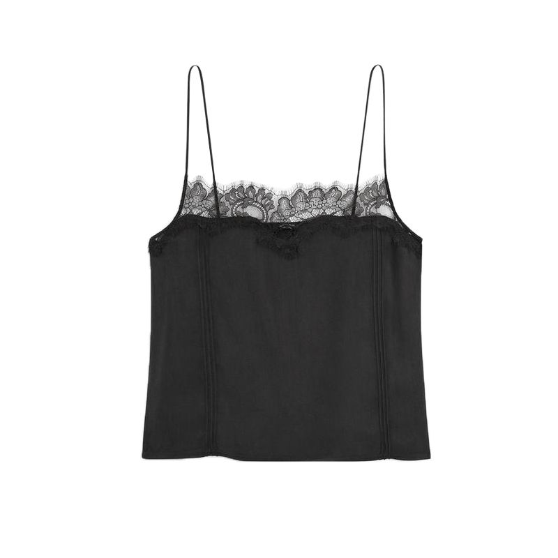 Spring New Women's Clothing Fashionable Bandage Dress Inner Match Sexy Lace Edge Camisole with Narrow Straps Tops 5139839