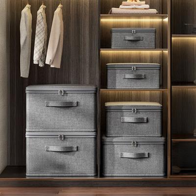 Collapsible Fabric Storage Box Cube Storage Bin with Zippered Lid Stackable Wardrobe Storage Organizer for Clothing Bedding Toys Blankets