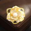 Premium Sense Gold Brushed Hollow Rose Brooch Temperament Natural Fritillary Double Petals Freshwater Pearl Pin