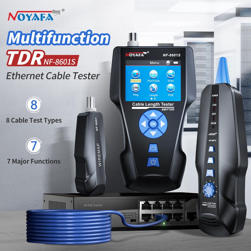 NOYAFA NF-8601S Network Cable Tester Multifunction TDR Length With PoE/PING/Port  Voltage Wiremap Tracker Diagnose Tool Detector nero