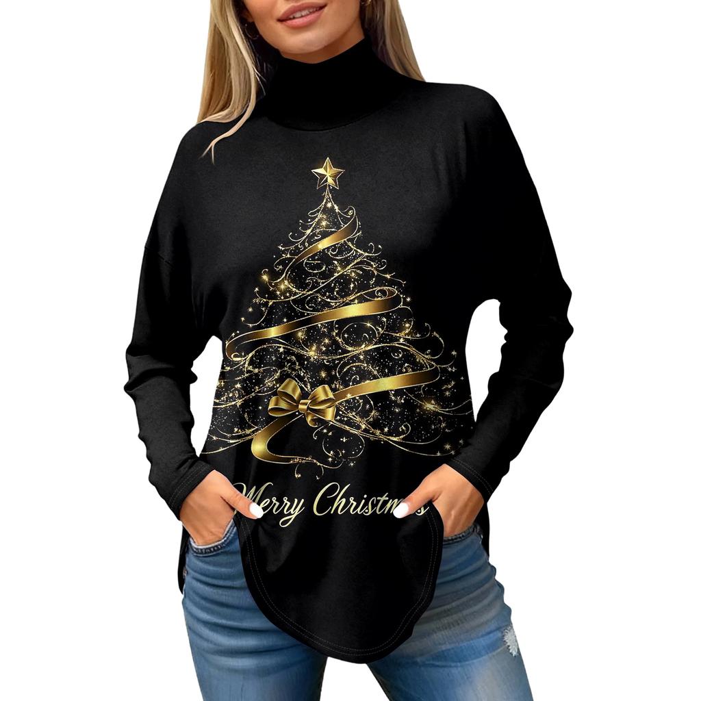 Cămăși de toamnă casual cu mânecă lungă Hanorac cu imprimeu vintage Pulover cu gât înalt