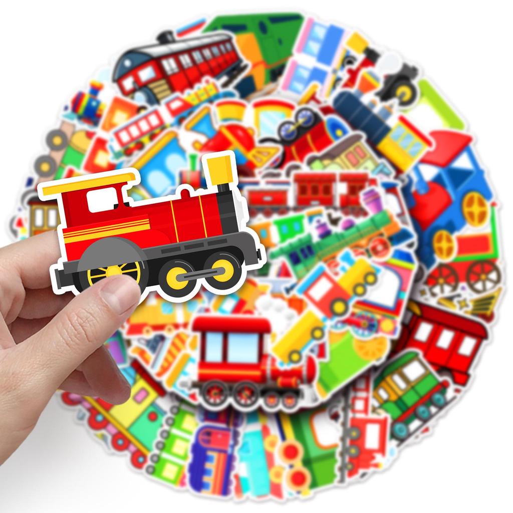 50pcs Cartoon Train Stickers: Childlike, Creative & Waterproof Decoration for Helmets, Stationery, and Computers.