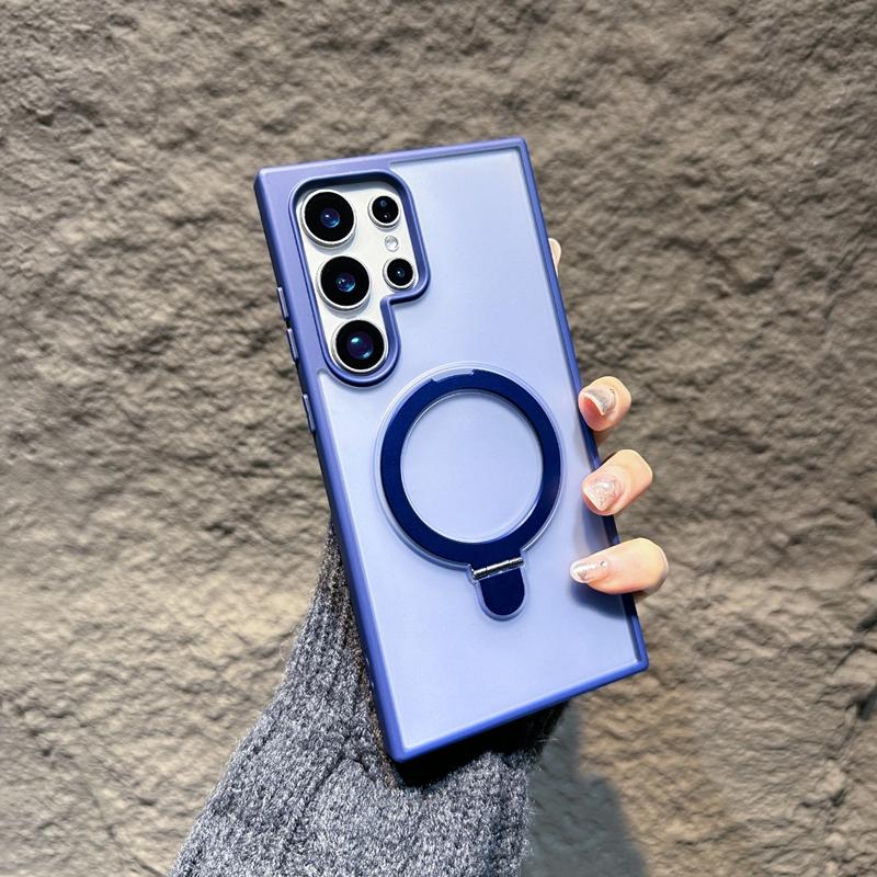 Metallring Drehständer S25 Ultra Magsafe Hülle für Samsung Galaxy S24 S23 FE S22 S24 Ultra S25 Plus Magnetische Matte Halterabdeckung
