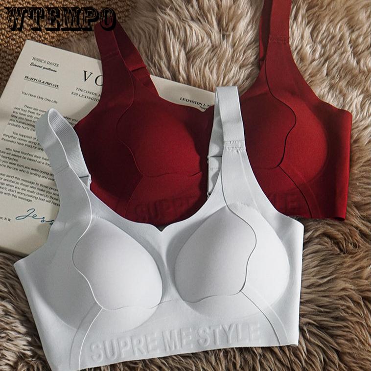 

Large Size Lingerie Women s Slim Gathered Bra Anti Sagging Bra and Double Breasted Bra M червоний