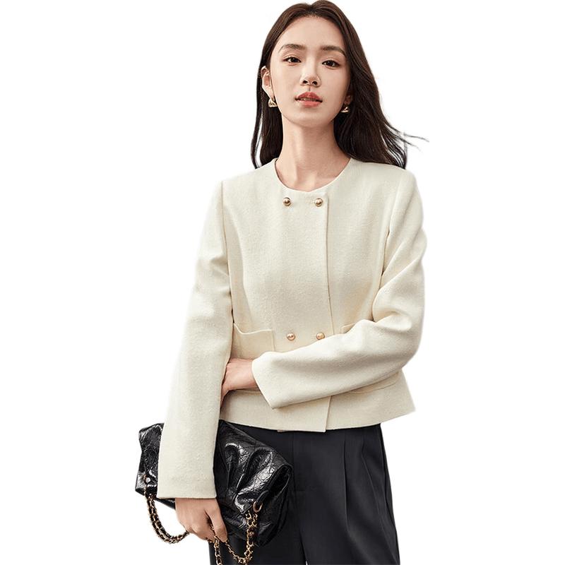 Shangdubila Women's Chic Tweed-Style Cardigan Jacket