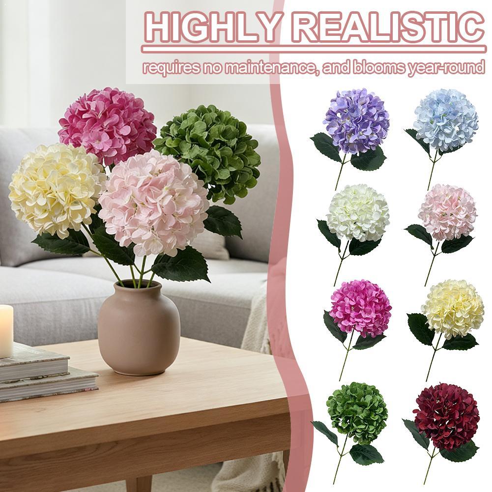 58cm Silk Artificial Hydrangea Flower Bouquet, Faux Hydrangeas for Home Table Decoration, Wedding Party Floral Arrangements