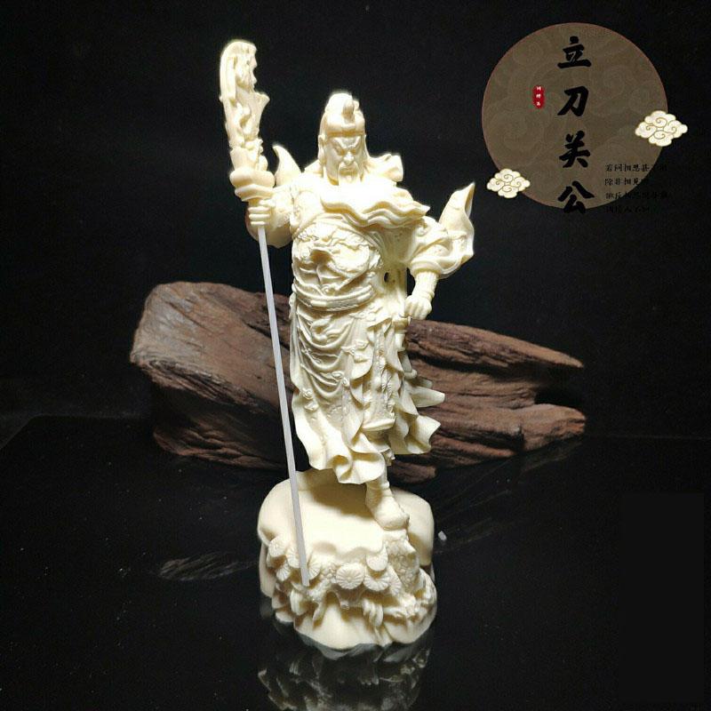 Ivory Fruit Carving Guangong Statue, Garan Bodhisattva, Wu Caishen Buddha Statue, fortune calling, Home Decoration