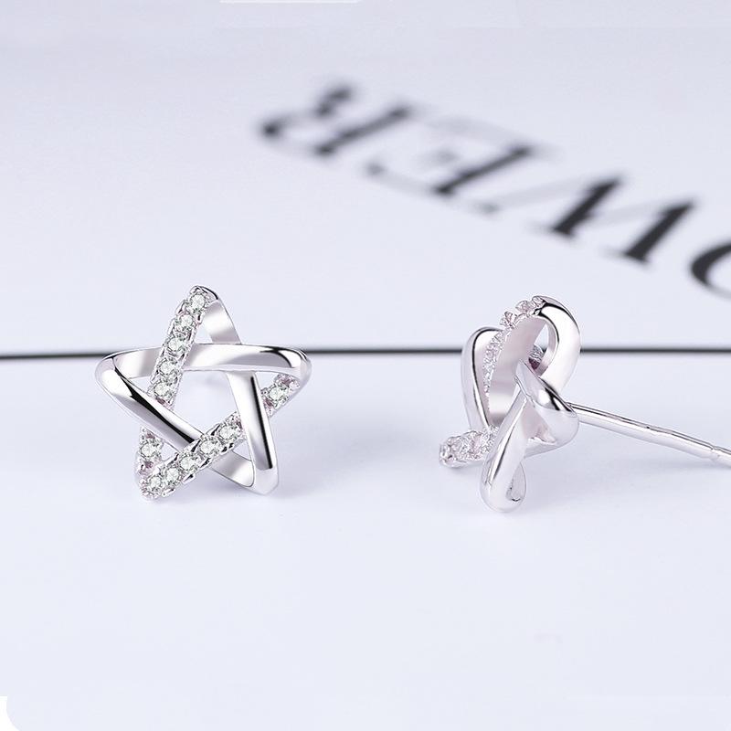 S925 Silver Star Stud Earrings for Women - Simple Korean Style Christmas Gift