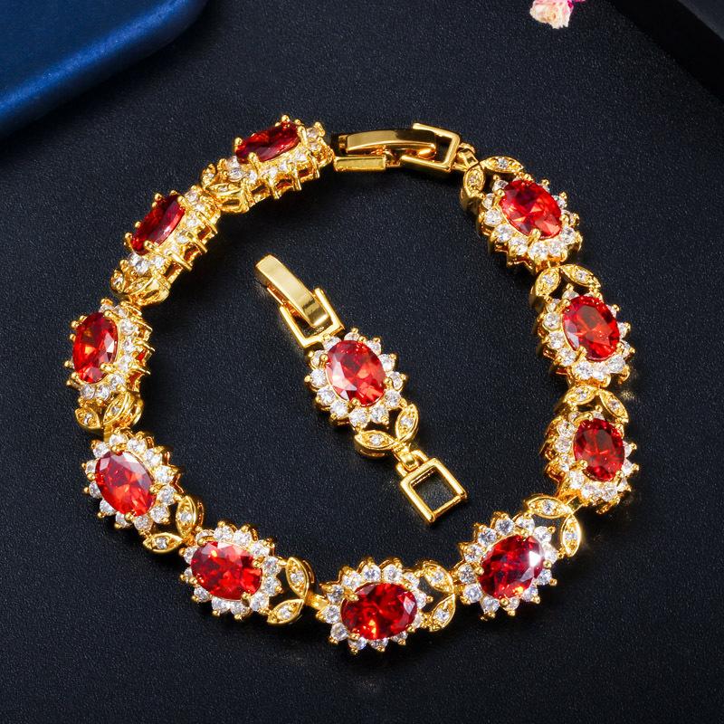 S0165 Hand Jewelry Super Flash Zircon Flower Bracelet Real Gold Plating