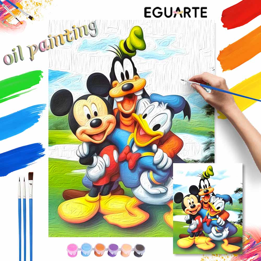 Disney Міккі Гуфі Дональд цифрова олійна картина DIY ручна розмальовка прикраса дому подарунок настінне мистецтво