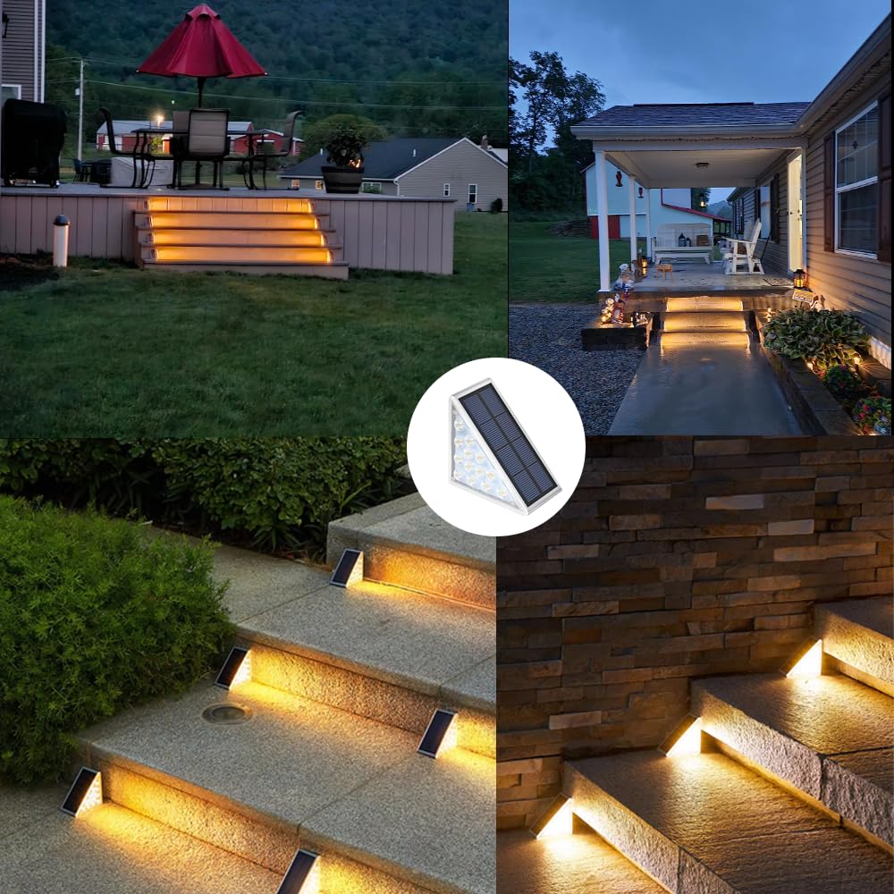 YANHAO P67 Solar Garden Outdoor Waterproof Solar Stair Lights for and Warm Lights, Patios, Gardens, Walkways, Fences, Entrances, Paths, Driveways,