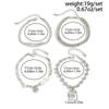 SHIXIN 4Pcs/Set Vintage Stackable Silver Color Beaded Bracelet Women Trendy Imitation Pearl Heart Pendant Bracelet Party Jewelry