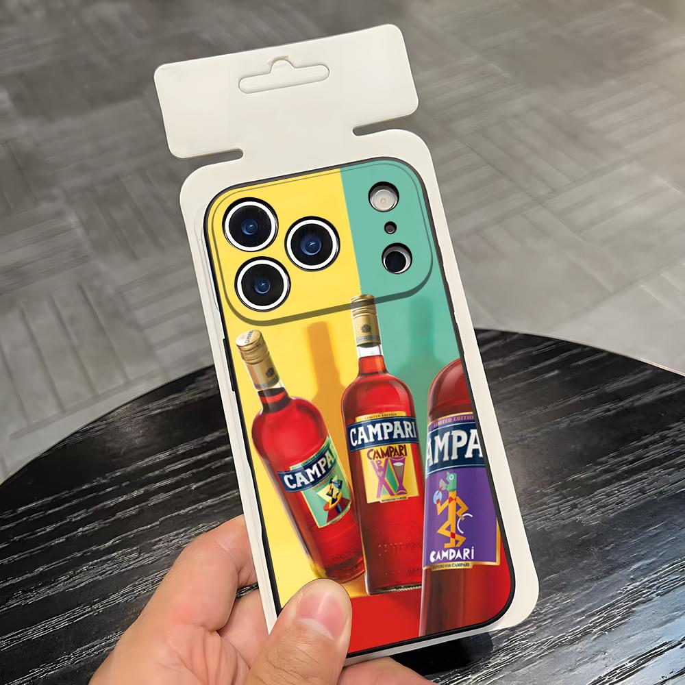 

Champagne Campari Art Phone Case For IPhone 17 Air 16 E Pro Max 15 14 13 Mini 12 Pro 11 Max Plus Black Soft Shell iPhone 14