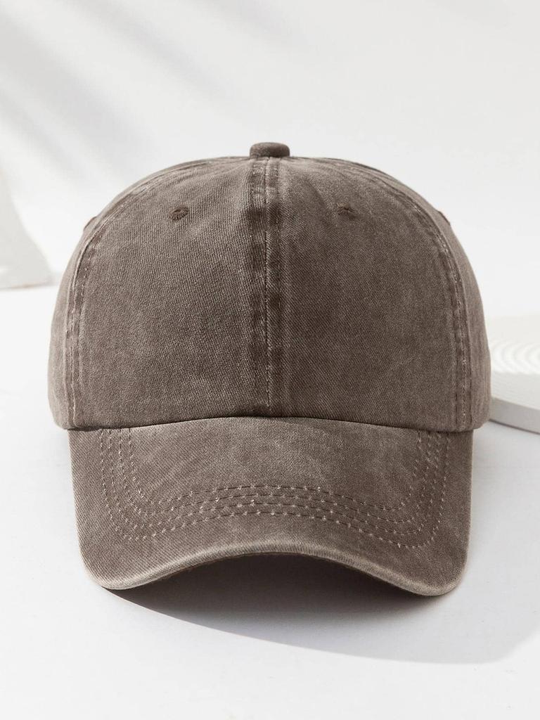 1pc Unisex Solid Color Outdoor Leisure Adjustable Washed Baseball Cap
