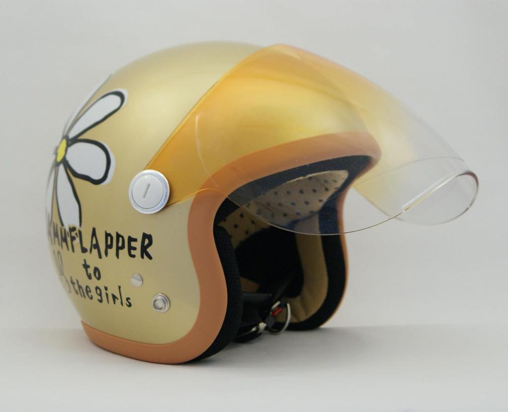 SUNUP Motorcycle Helmet Jet Type FLOWER Champagne Gold FREE SL-001 Size LADY'S (57-58cm) (Champagne Gold)