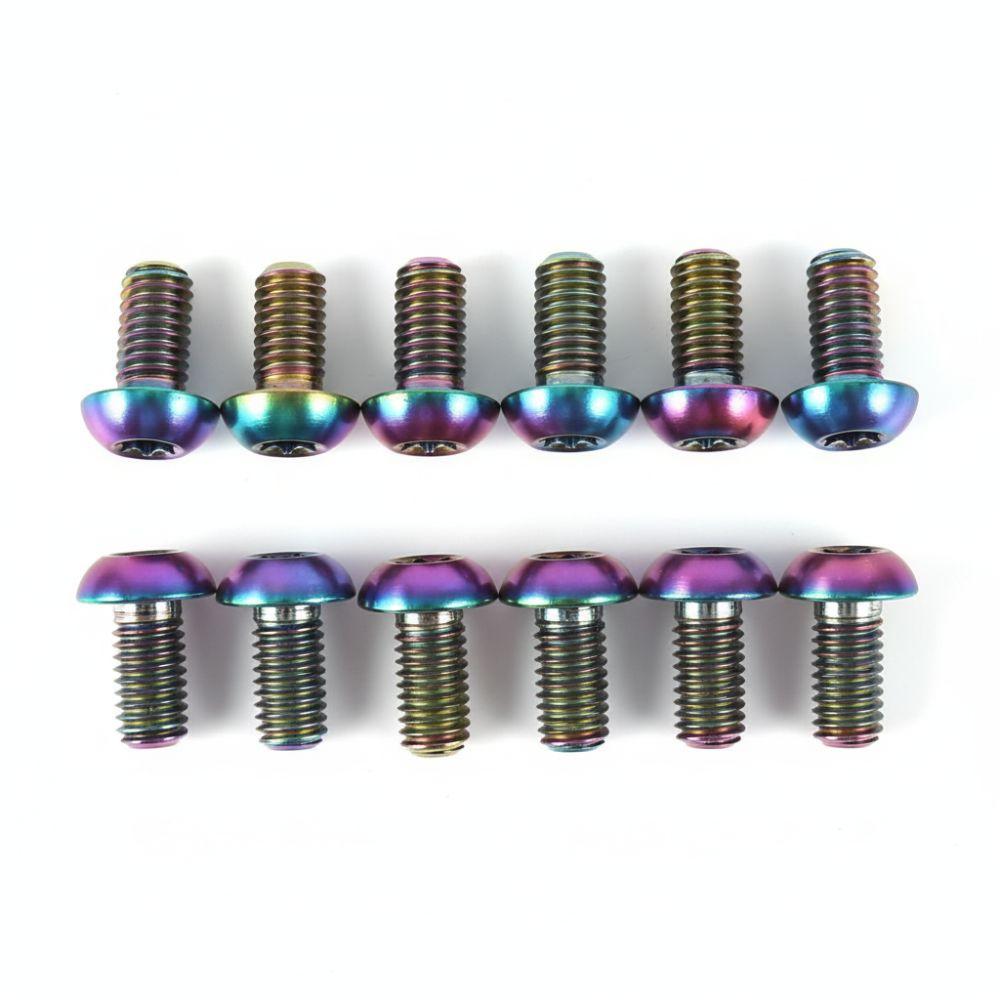 12Pcs T25 Bike Bolts M5x10mm Titanium Alloy Disc Brake Screws High-Strength Ultra-Lightweight Bicycle Rotor Bolts Bike Accessory