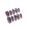 Wearing Armor Handmade Manicure Finished Fake Nail Patch Pure Desire Purple Cat Eye Flash Diamond