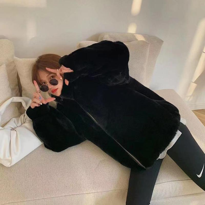 Winter new imitation Rex rabbit wool lamb plush coat women's velvet thickened student loose tide other