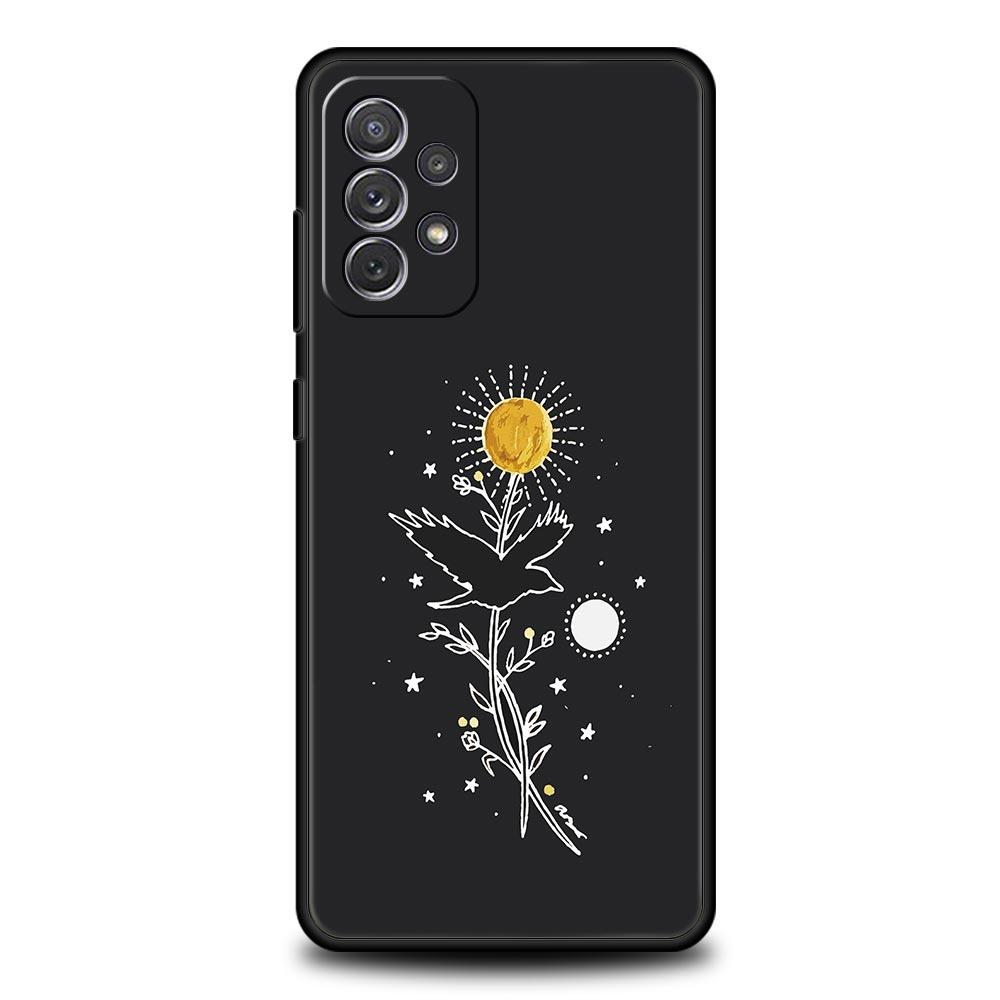 Simplicity Line Art Sun Moon Case For Samsung A15 A13 A51 A71 A41 A31 A21S A03S A05 A12 A32 A52 A23 A25 A33 A53 A73 5G Cover