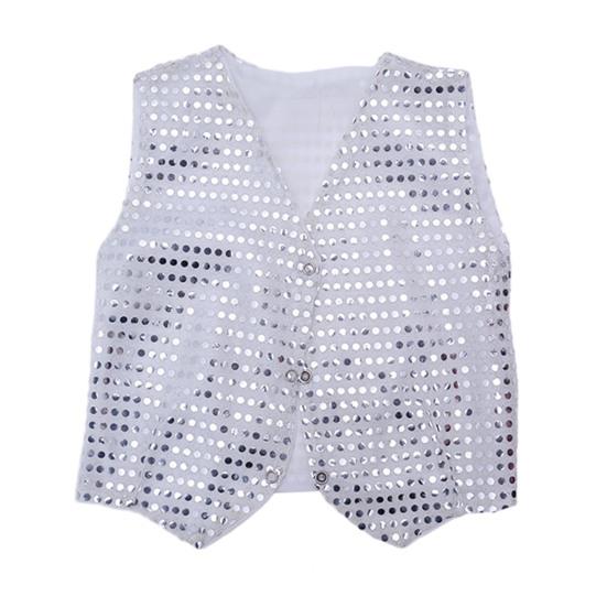 Children's Sequin Vest for Boys Stage Performance Costume Kids Hip-hop Jazz Dance Waistcoat Loose Fit Vest for Parties Performances