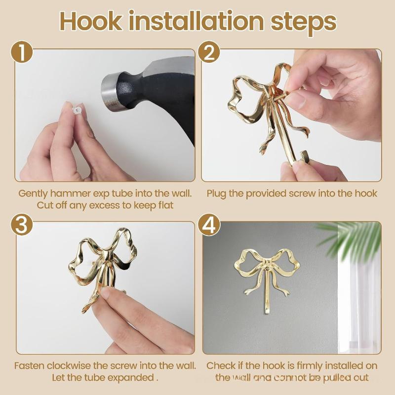1 Set Solid Towel Holder Luxury Bowknot Wall Hook Rack For Bathroom Bedroom Living Room Kitchen Elegant Home Decor Accessory