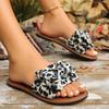 2025 new leopard print foreign trade women's shoes flat casual cool slippers bow women's slippers sandals40-43