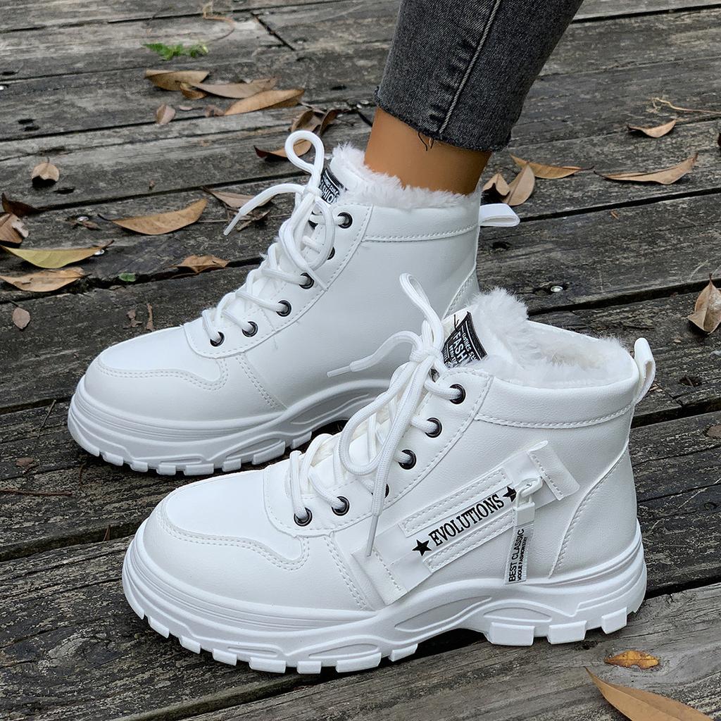 Warm thick-soled Martin boots Amazon foreign trade new high-top leather lace-up cotton shoes women's winter velvet Korean version 2025