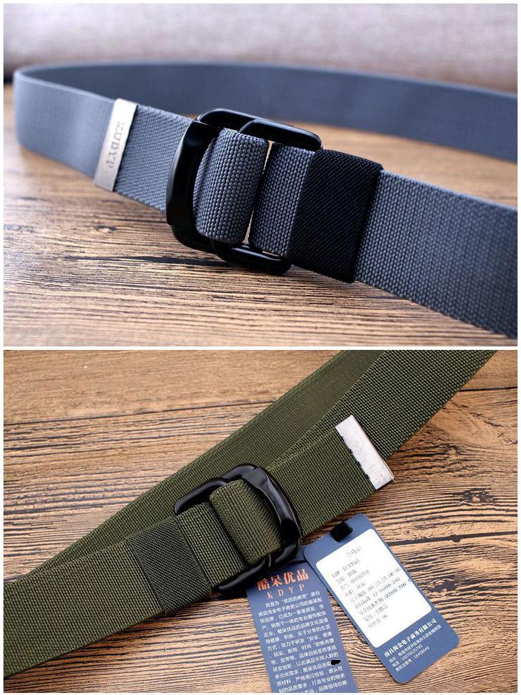 Men's Canvas & Leather Double Ring Stretch Belt