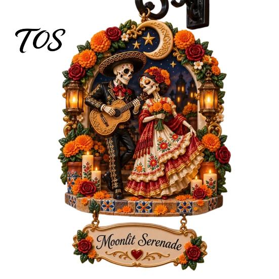 Durable Acrylic Ornaments Day of The Dead Ornament, Mexcian Flower Skeleton Hanging Decoration, Dia Indoor Home Accents De Los Muertos Sugar