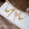 High Grade Butterfly Zircon Tassel Pendant Necklace Stainless Steel Fashion Geometric Choker Jewelry Party Gifts For Women Girls